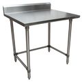 Bk Resources Work Table Open Base 16/304 Stainless Steel, 5" Backsplash 36"Wx30"D CTTR5OB-3630